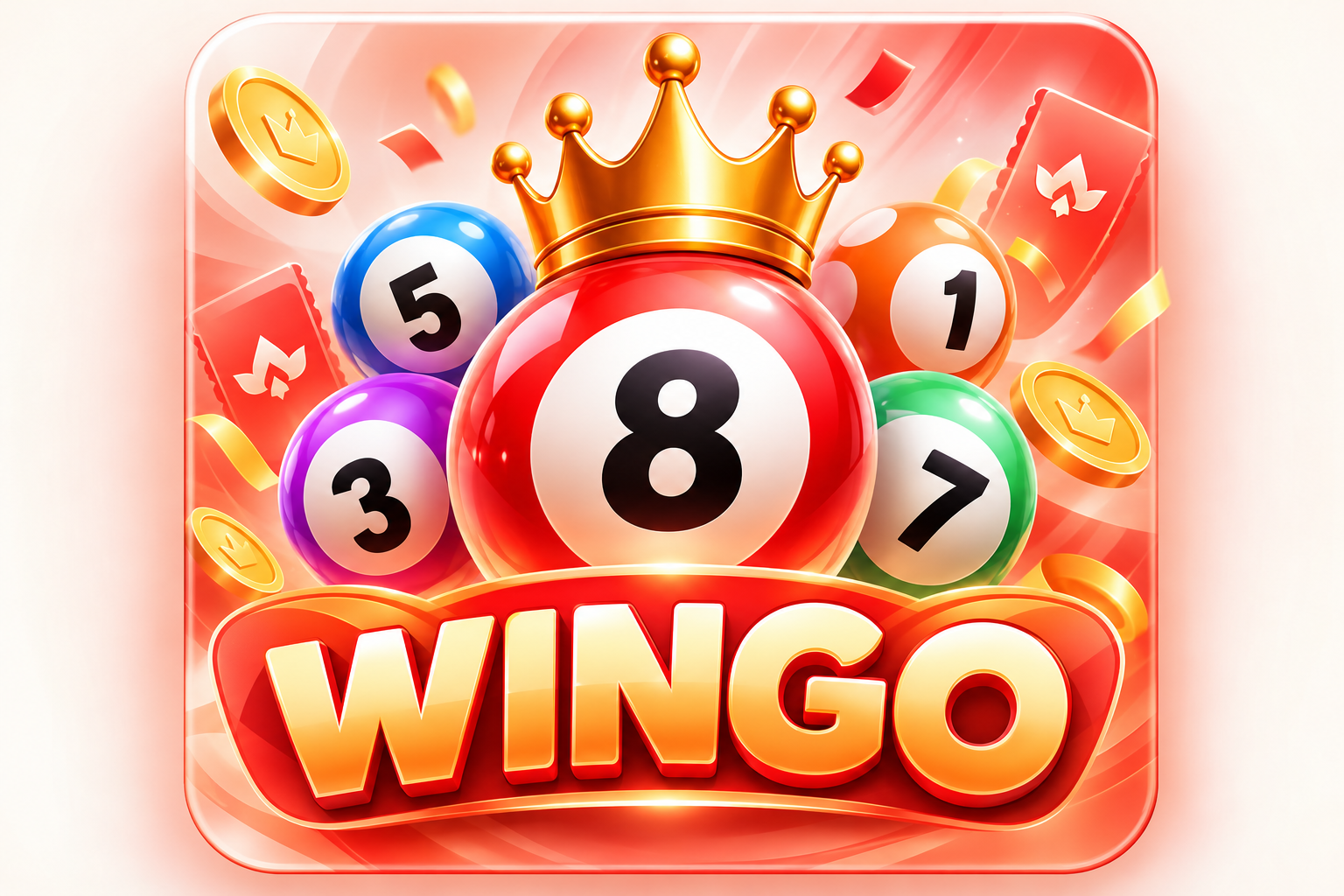 DmPlay WINGO artwork featuring crowned numbered balls