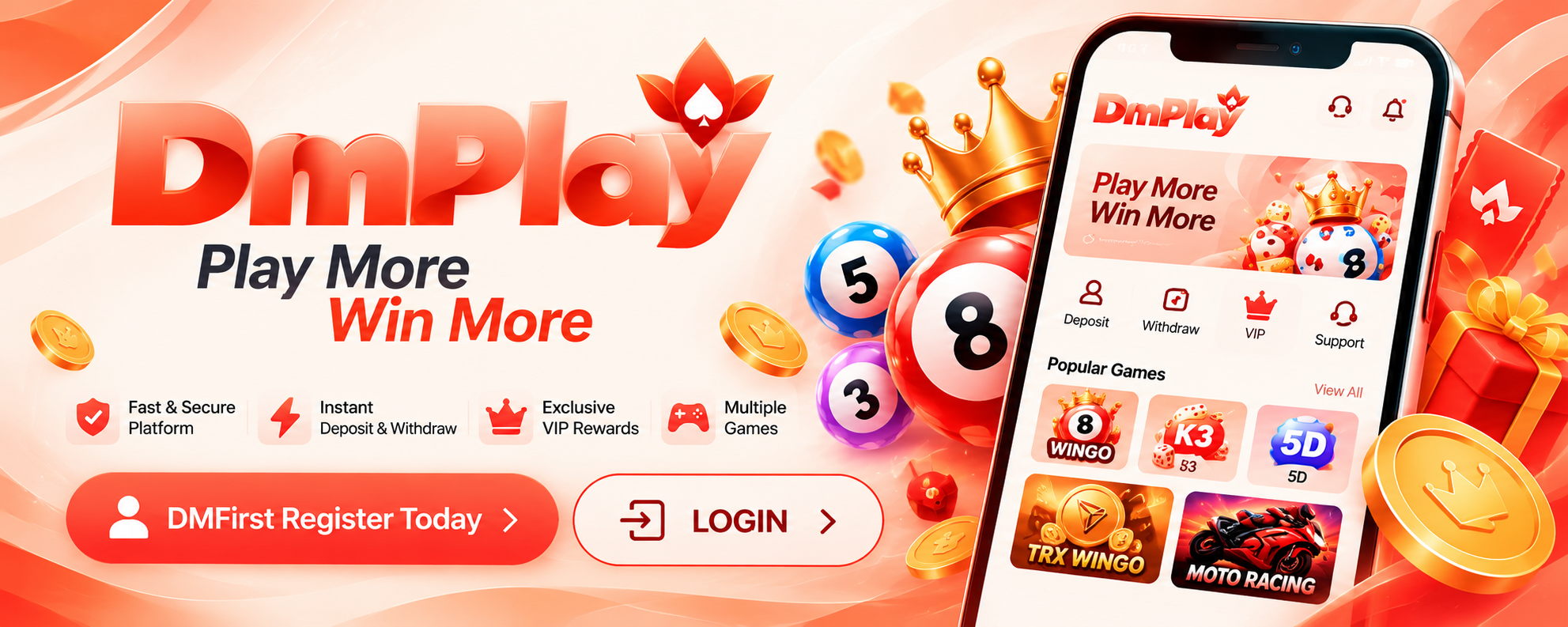 Glossy lottery balls, gold coins and spade symbols floating together